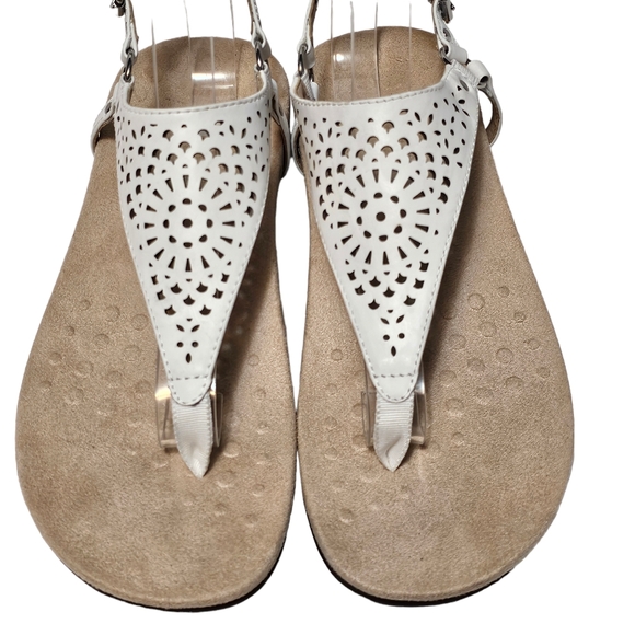 Vionic Rest Kirra Sandals White Perforated Leather Thong Slingback - Picture 6 of 11